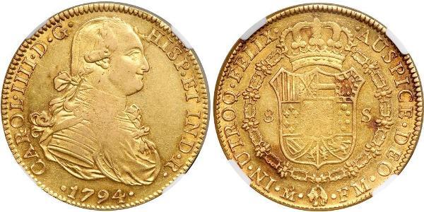 8 Эскудо Новая Испания (1519 - 1821) Золото Карл IV король Испании (1748-1819)