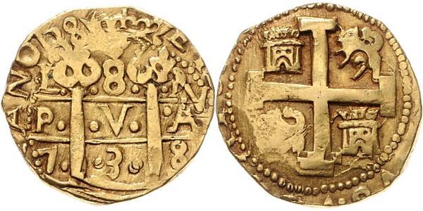 8 Эскудо Перу Золото Филипп V король Испании (1683-1746)
