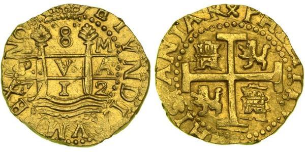 8 Эскудо Перу Золото Филипп V король Испании (1683-1746)
