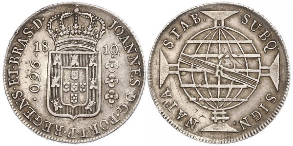 960 Reis Brasile Argento Giovanni VI del Portogallo (1767-1826)