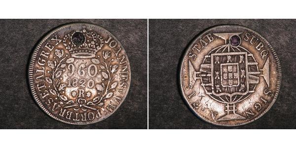 960 Рейс Бразилия Серебро Жуан VI король Португалии (1767-1826)