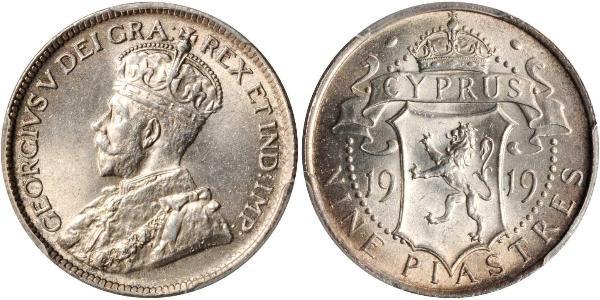 9 Piastre British Cyprus (1878 - 1960) Argent George V (1865-1936)