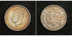 9 Piastre British Cyprus (1878 - 1960) Plata Jorge VI (1895-1952)