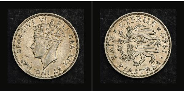 9 Piastre British Cyprus (1914–1960) Silver George VI (1895-1952)