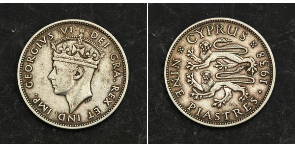 9 Piastre British Cyprus (1914–1960) 銀 乔治六世 (1895-1952)