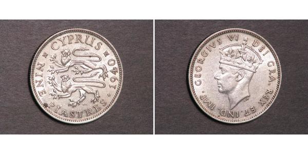 9 Пиастр Британский Кипр (1878 - 1960) Серебро Георг VI (1895-1952)