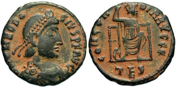  AE3 / 1 Фоллис Римская империя (27BC-395) Бронза Феодосий I (347-395)