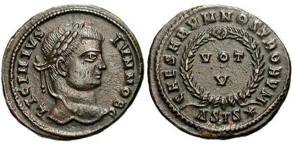  AE3 / 1 Фоллис Римская империя (27BC-395) Бронза Лициний II (315-326)