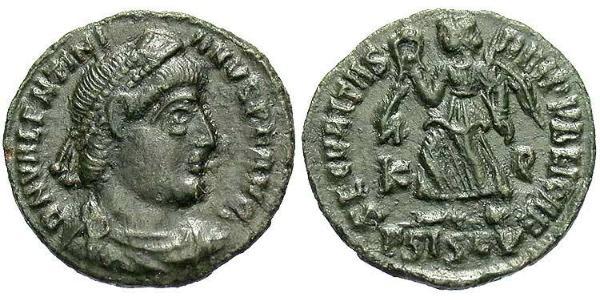  AE3 / 1 Фоллис Римская империя (27BC-395) Бронза Валентиниан I (321-375)