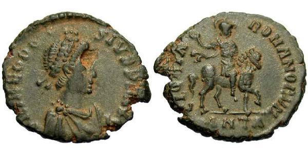  AE3 / 1 Фоллис Римская империя (27BC-395) Бронза Феодосий I (347-395)