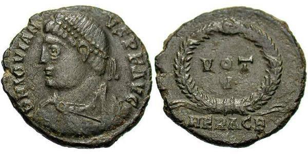  AE3 / 1 Фоллис Римская империя (27BC-395) Бронза Иовиан (331- 364)