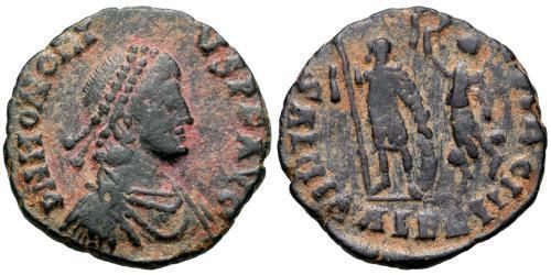  AE3 / 1 Фолліс Західна Римська імперія (285-476) Бронза Гонорій (384-423)