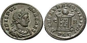  AE3 / 1 Фолліс Римська імперія (27BC-395) Бронза Крисп (305 - 326)
