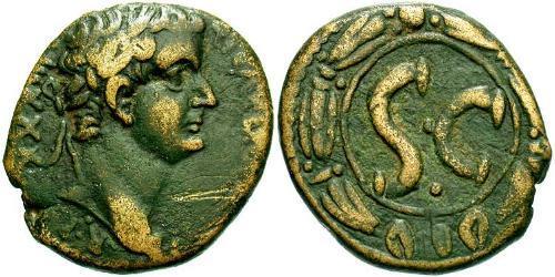  AE_ Roman Empire (27BC-395) Orichalcum Tiberius Claudius Nero (42 BC-37)