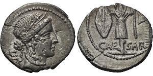  Denarius 罗马共和国 (509 BC - 27 BC) 銀 尤利烏斯·凱撒