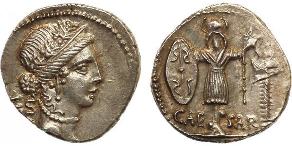  Denarius 罗马共和国 (509 BC - 27 BC) 銀 尤利烏斯·凱撒