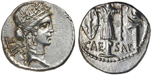  Denarius 罗马共和国 (509 BC - 27 BC) 銀 尤利烏斯·凱撒