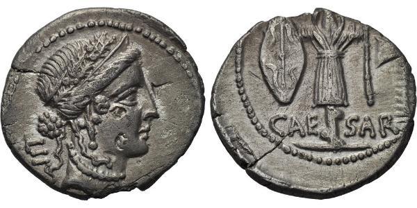  Denarius 罗马共和国 (509 BC - 27 BC) 銀 尤利烏斯·凱撒