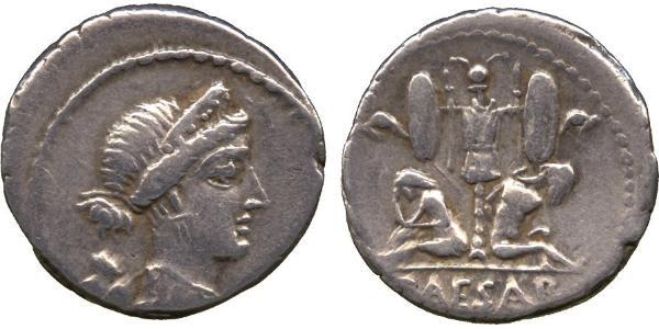  Denarius 罗马共和国 (509 BC - 27 BC) 銀 尤利烏斯·凱撒