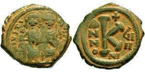  Follis Imperio bizantino (330-1453) Bronce Justino II (520-578)