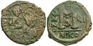  Follis Impero bizantino (330-1453) Bronzo Giustino II (520-578)