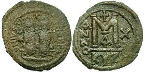  Follis 拜占庭帝国 青铜 查士丁二世