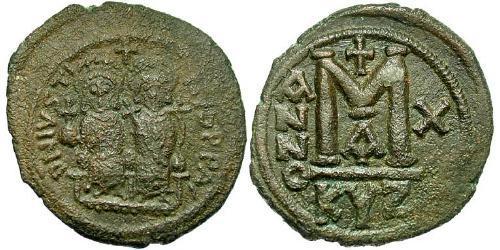  Follis 拜占庭帝国 青铜 查士丁二世