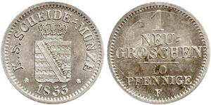  Grosh / 10 Pfennig Regno di Sassonia (1806 - 1918)  Federico Augusto II di Sassonia