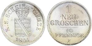  Grosh / 10 Pfennig Regno di Sassonia (1806 - 1918)  Federico Augusto II di Sassonia