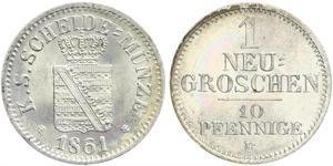  Grosh / 10 Pfennig Regno di Sassonia (1806 - 1918)  Federico Augusto II di Sassonia