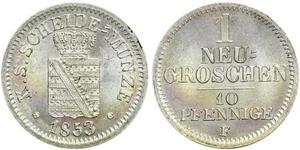  Grosh / 10 Pfennig Regno di Sassonia (1806 - 1918)  Federico Augusto II di Sassonia