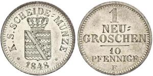  Grosh / 10 Pfennig Regno di Sassonia (1806 - 1918)  Federico Augusto II di Sassonia