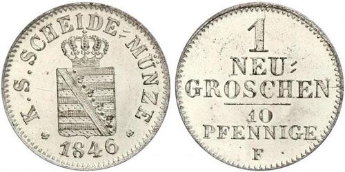  Grosh / 10 Pfennig Regno di Sassonia (1806 - 1918)  Federico Augusto II di Sassonia