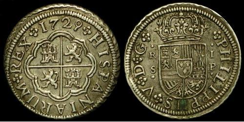  Real Spanish Empire (1700 - 1808) Silver Philip V of Spain(1683-1746)