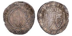  Sixpence Commonwealth of England (1649-1660) Argento 