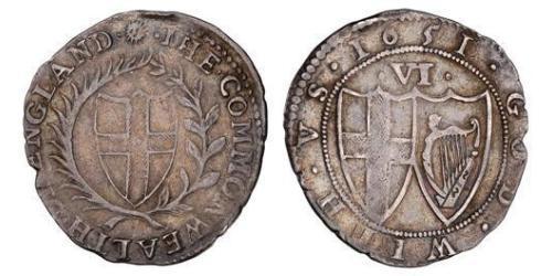  Sixpence Mancomunidad de Inglaterra (1649-1660) Plata 