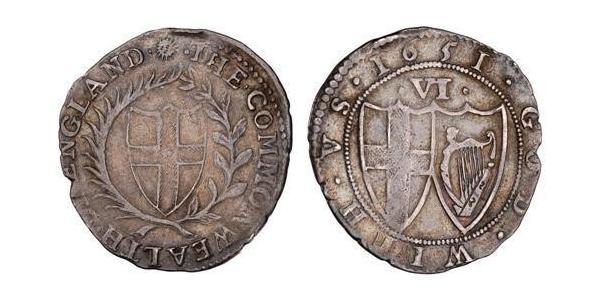  Sixpence Mancomunidad de Inglaterra (1649-1660) Plata 