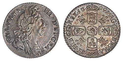  Sixpence Kingdom of England (927-1649,1660-1707) Silver William III (1650-1702)