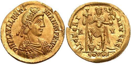  Solidus Western Roman Empire (285-476) Gold Valentinian III (419-455)