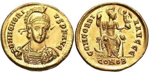  Solidus Western Roman Empire (285-476) Gold Honorius  (384-423)