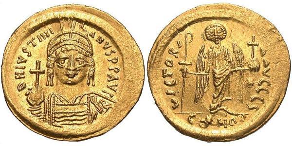  Solidus Imperio bizantino (330-1453) Oro Justiniano I (482-565)