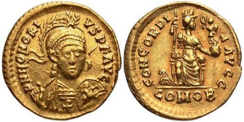 Solidus Imperio romano de Occidente (285-476) Oro Honorio (384-423)