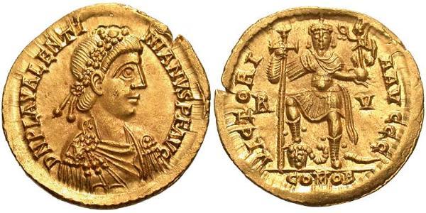  Solidus Западная Римская империя (285-476) Золото Валентиниан III (419-455)