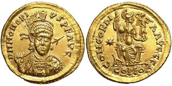  Solidus Західна Римська імперія (285-476) Золото Гонорій (384-423)