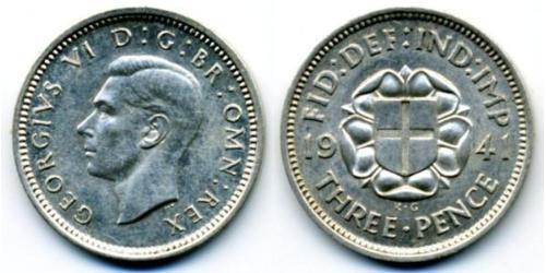  Threepence Regno Unito (1922-) Argento Giorgio VI (1895-1952)