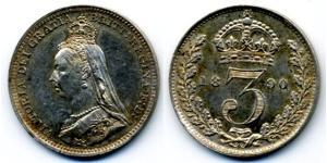  Threepence Сполучене королівство Великобританії та Ірландії (1801-1922) Срібло Вікторія (1819 - 1901)