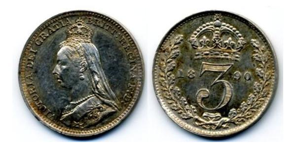  Threepence Сполучене королівство Великобританії та Ірландії (1801-1922) Срібло Вікторія (1819 - 1901)