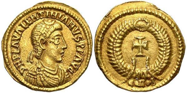  Tremis Imperio romano de Occidente (285-476) Oro Valentiniano III (419-455)