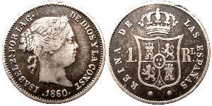  Реал Королевство Испания (1814 - 1873) Серебро Isabella II of Spain (1830- 1904)