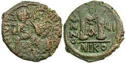  Фоллис Византийская империя (330-1453) Бронза Юстин II (520-578)